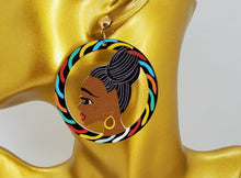 Load image into Gallery viewer, Colorful Wooden Black Girl Magic Black Hoop Earrings
